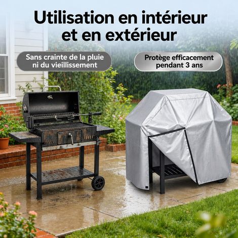 Housse de barbecue 76 × 66 × 109 cm en tissu Oxford 210D noir avec scratchs et cordon noir 76 66 109cm 100 × 66 × 80 cm 300 g – Livraison gratuite (1/5)