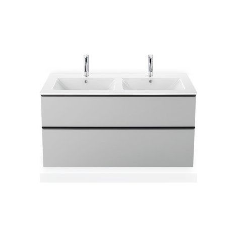 Duravit ME by Starck meuble double lavabo, 2x2 trous de robinet, trop-plein, avec banc de trou de robinet, 1300 mm, Coloris: Blanc - 2336130058 (1/4)