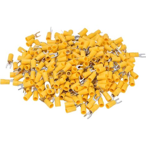 300 cosses à fourche isolées, connecteurs de fils en cuivre et PVC de type U pour éclairage de transport SV (1/4)