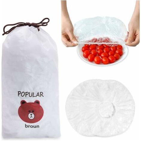 100 pièces Sacs de Conservation Frais, Réutilisables Couvercles De Couvertures Alimentaires, Sacs de nourriture étanches, Couvertures élastiques De Stockage pour les légumes Ou Fruits Arcenciél (1/5)