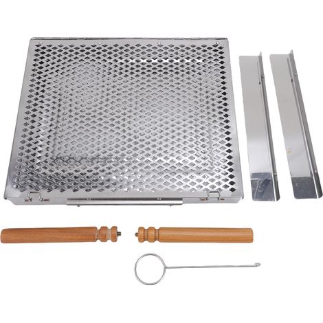 Panier à grillades pour barbecue, barbecue de camping portable en acier inoxydable avec séparateurs amovibles pour poisson, viande, légumes, double poignée (1/5)
