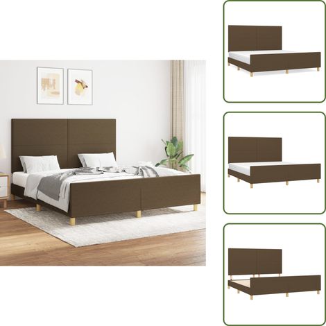 The Living Store Cadre de lit sans matelas marron foncé 160x200 cm tissu - Lit Double - Cadre De Lit - Tête De Lit - Literie - Meubles De Chambre (1/5)