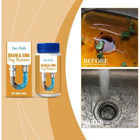 Abflussreinigungspulver für Küche und Bad, tägliches Haushaltsreinigungspulver für Rohre – 150 g -- DTEKGAZ (1/5)