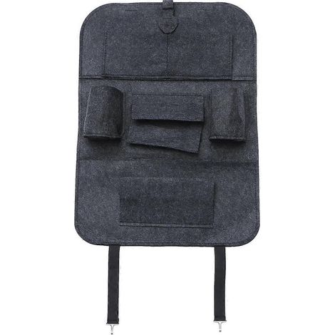Organisateur de dossier de siège auto avec poches multiples pour tablette, téléphone, bouteille ou parapluie (gris foncé)-55.00X40.00X1.00CM-Dark Grey