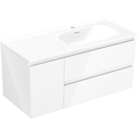 Mexen Orio meuble de salle de bain 100 cm avec lavabo Vela à droite, 2S, 1D, blanc brillant - 91A13-10047-3-BBFFF00-W23P00 (1/5)