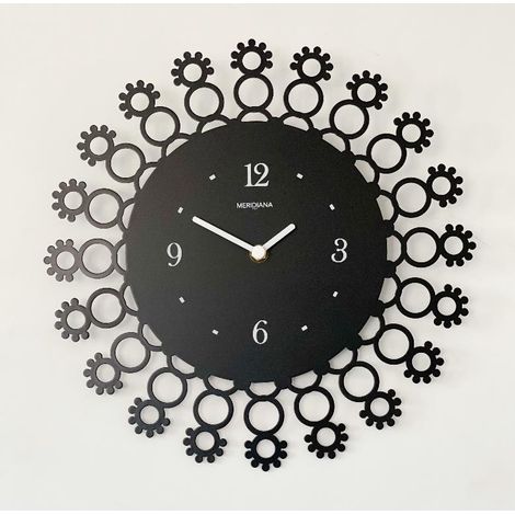 Orologio da Parete in Metallo Decoro Fiorellini Nero 32 cm (1/2)