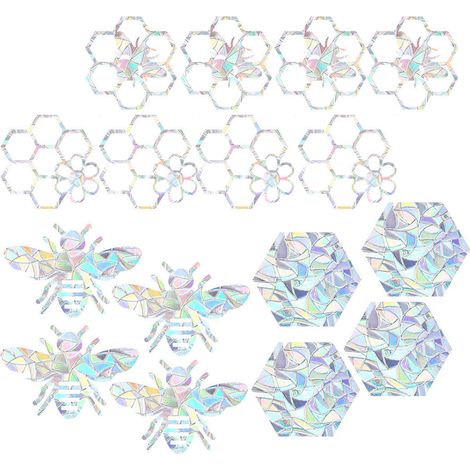 Lot de 16 autocollants de fenêtre « Capture de soleil arc-en-ciel », décoration anti-collision pour fenêtre, motif oiseaux