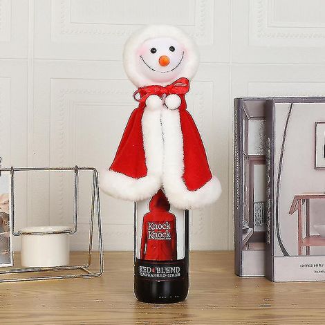 Coffret de vin avec tête de Père Noël et de bonhomme de neige, décorations de Noël et pendentif sapin. (1/3)