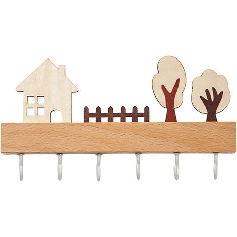 Rustikaler Schlüsselhalter aus Holz – 6 Haken – für Eingangsbereich & Landhausstil (1/5)