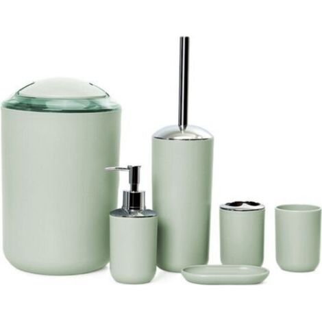 Ensemble d'accessoires de salle de bain 6 pièces avec poubelle, distributeur de savon, porte-savon, vert