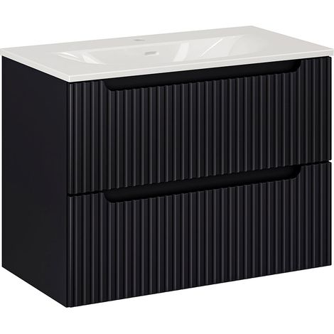 Waschtisch 80cm Riva mit 2 Schubladen, Schwarz (1/5)