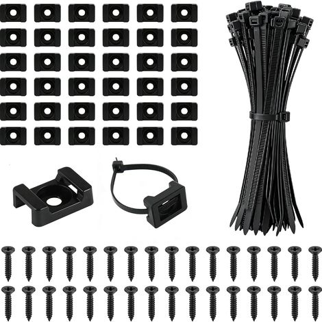 100 Nylon Cable Tie Kits 100 x 150 mm and Screws M4 x 16  Durable, High Load Capacity, High Fixing Force and Easy to Install (1/5)