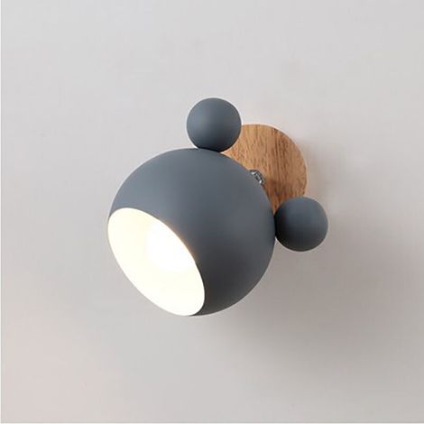SnowWall Lamp Creative Simple Personality Bedroom Mickey Log Warm Cartoon Children's Room Bedside Lamp (Grey) (1/5)