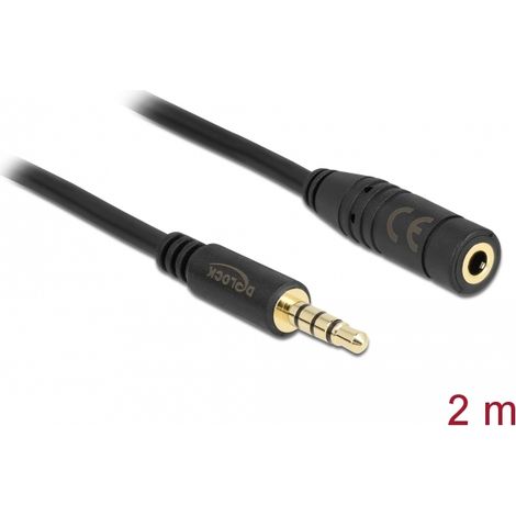 Kabel klinke 3,5mm st/bu 4pin iphone 2,0m schwarz delock