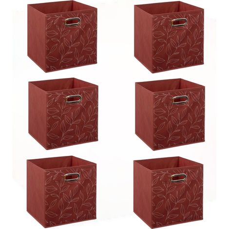 Lot de 6 boites de rangement cube en tissu à motif feuillage MIX'N MODUL (1/5)