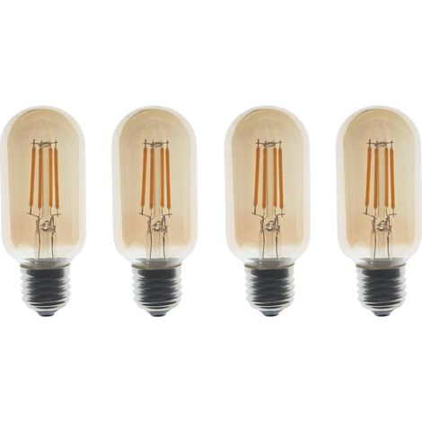 Lot de 4 Ampoules à Filament LED Vintage T45 4W Culot E27, Verre Teinté Doré, 2700K Blanc Chaud, 400LM, équivalent 40W Ampoule à Filament de Tungstène, AC 220-240V, Non Dimmable (1/5)