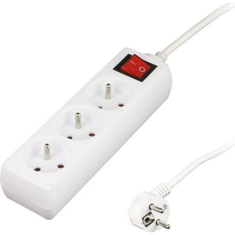 Bloc multiprise 3 prises 16A avec interrupteur blanc (1/2)