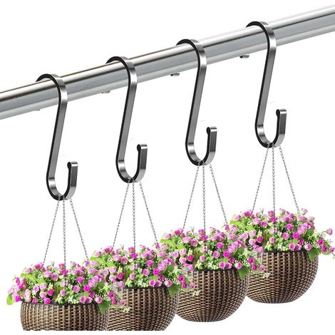 Lot de 20 crochets en S en aluminium à suspendre - Grands crochets de cuisine - Noir - Idéal pour la cuisine, l'armoire, le jardin - Pour suspendre des casseroles et des poêles, des vêtements, (1/5)