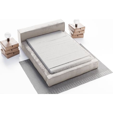Emporius Lit double 140x200 cm Bueno, lit rembourré en velours avec sommier à lattes et rangement, Argent (1/5)