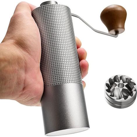 Manuelle Kaffeemühle mit 6-Sterne-Mahlwerk und Edelstahlmahlwerk. Interne Kapazitätseinstellung bis 25 g für Espresso und French Press. M Kaffeemühle