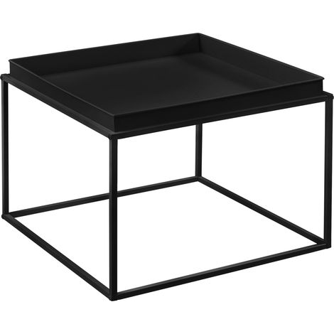 Set de 2 tables basses de tailles différents avec plateau amovible en métal noir