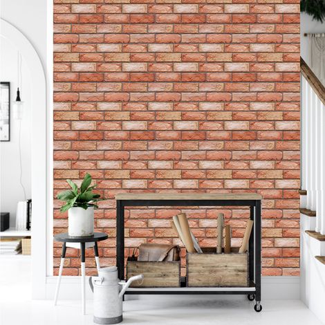 Lot de 10 panneaux muraux 3D en PVC imperméable et facile à nettoyer, imitation brique, pour la décoration intérieure. (1/5)