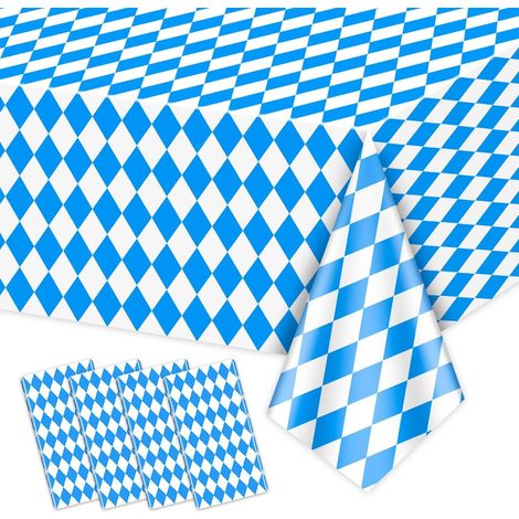 Paquet de 4 nappes à carreaux bleus et blancs, nappes en plastique jetables, fournitures de décoration de fête, 137274 cm (1/5)