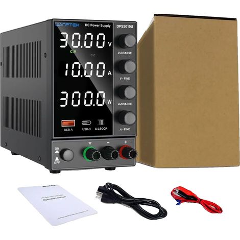 Fuente de alimentación de CC, carga rápida USB-A/Tipo-C, pantalla de alta precisión, DPS3010U 30V 10A (1/2)