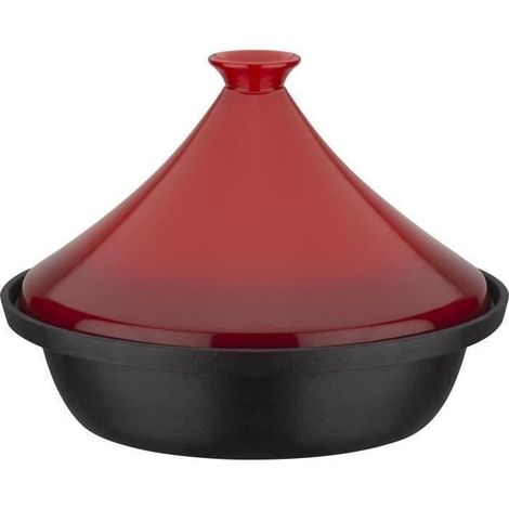 Solid cast iron tagine - GSW - 30 x 22 cm - Ceramic lid - Induction - Red (1/4)