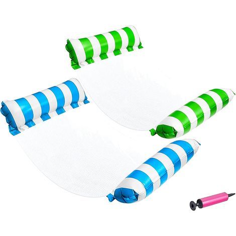 2-teiliges aufblasbares Poolmatratzen-Set, 4-in-1 Mehrzweck-Poolhängematte mit Netzgewebe, tragbare Strandhängematte, für Pool, Strandparty, Urlaub (1/5)