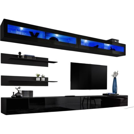 Set di mobili sospesi con LED collezione FLY. Colore nero.