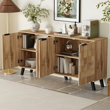 Moderner Sideboard mit 4 Türen, 160,5 x 35,5 x 78 cm – Praktisches Design für Wohnzimmer, Schlafzimmer und Esszimmer (1/5)