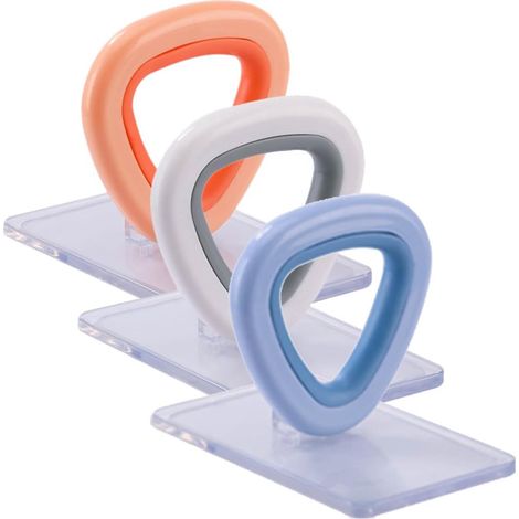Lève-abattant de WC auto-adhésif avec poignée hygiénique, lot de 3, blanc, bleu et orange (1/5)
