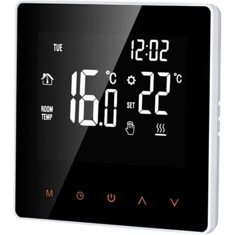 Thermostat numérique 16 A - Écran LCD - Écran tactile - Programmable - Pour maison, école, bureau, hôtel, blancdyk-alovez (1/4)