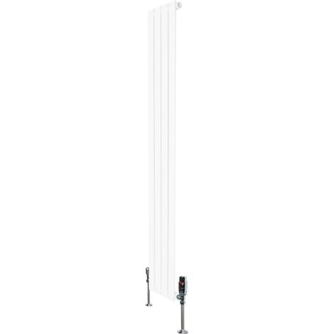 Flat Single Column Radiator & Valves – 1600mm x 280mm – White (1/5)
