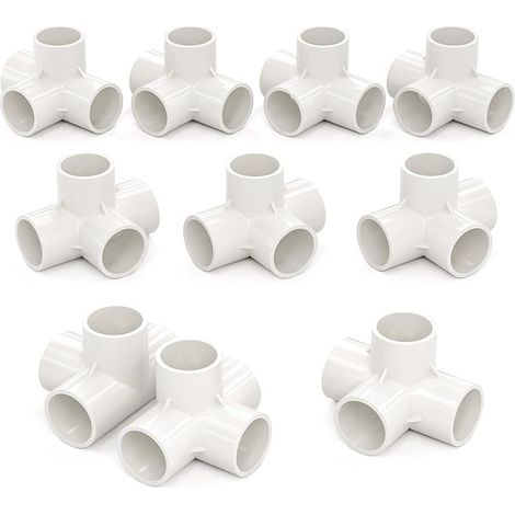 10 Pcs 25MM (3/4") Connecteur en T cubique à 4 voies PVC-U Raccord coudé Raccordement Connecteur tuyau d'eau de jardin Raccordement (1/4)