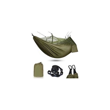 Camping-Hängematte mit Moskitonetz, Outdoor-Reisehängematte, 240 x 120 cm, max. Belastung 200 kg, grün-Crezuo