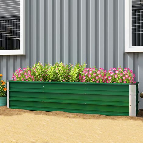 Stahl-Hochbeet, 3 separate Pflanzbereiche, offener Boden, einfacher Aufbau, 183 x 47 x 40cm, Grün