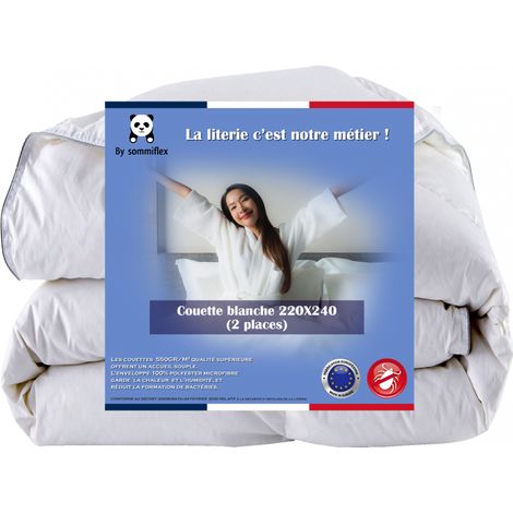 Bysommiflex – Couette 4 saisons 220x240 cm – Garnissage 550 g/m² – Enveloppe microfibre respirante – Hypoallergénique et thermorégulatrice