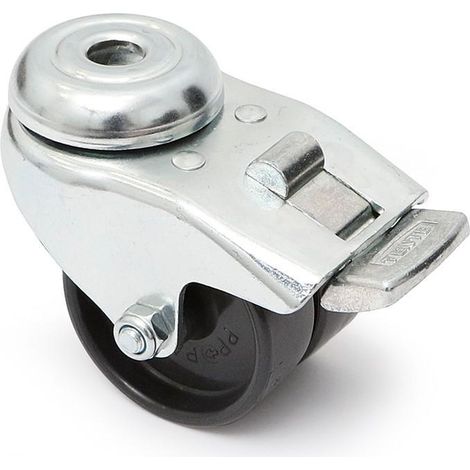 rueda giratoria crona aro doble plastico ø50 tp con freno poliamida. soporte zincado.