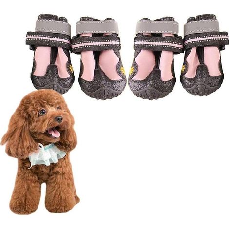 Pinkfarbene Hundeschuhe – 2er-Pack, rutschfest, wasserdicht, für verletzte Pfoten (1/5)