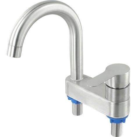 Robinet de lavabo, inox 304, 2 trous, monocommande, pour vasque (1/5)