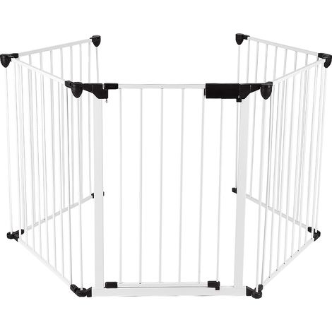 Hundelaufställe mit 5 Gitterplatten, Freilaufgehege Hund 310x75cm Haustierspielgehege für innen und Outdoor weiß (1/5)