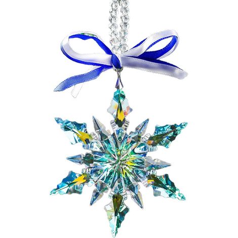 Adorno navideño de 11 cm, copos de nieve y estrellas de cristal, 2025 - Adornos para el árbol de Navidad, atrapasoles de cristal para el hogar (1/3)
