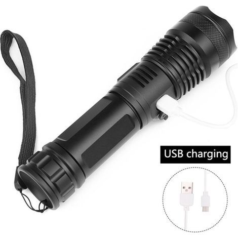 BUNTHAUS Charge USB XHP50.2 lampe de poche forte lumière d'urgence lumière forte extérieure