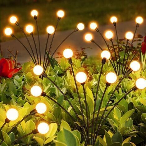 Lot de 2 lampes solaires anti-lucioles pour jardin, cour, petite décoration de paysage, blanc chaud, 10 LED (1/5)