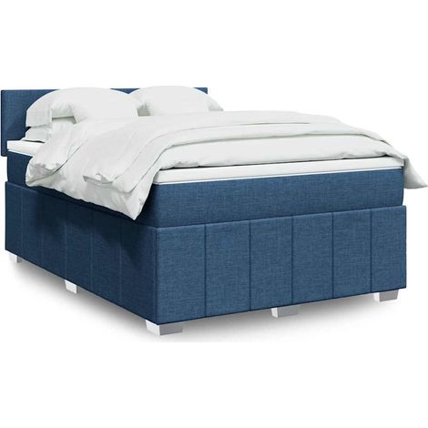 Cama box spring con colchón tela azul 140x190 cm vidaXL