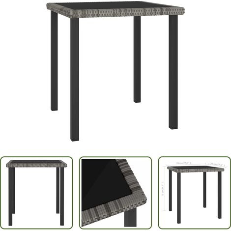 vidaXL Rattan Tisch - Garten-Esstisch Grau 70x70x73 cm Poly Rattan (1/5)