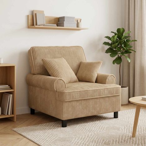 vidaXL Fauteuil XL avec coussins Taupe Tissu à 1,5 lignes (1/5)