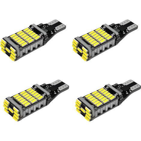 Lot de 4 feux de recul LED - T15 4014 45SMD - Blanc 6500K - Très lumineux - Convient pour feux de recul, clignotants et feux stop - Voiture, camion et camping-car (1/5)